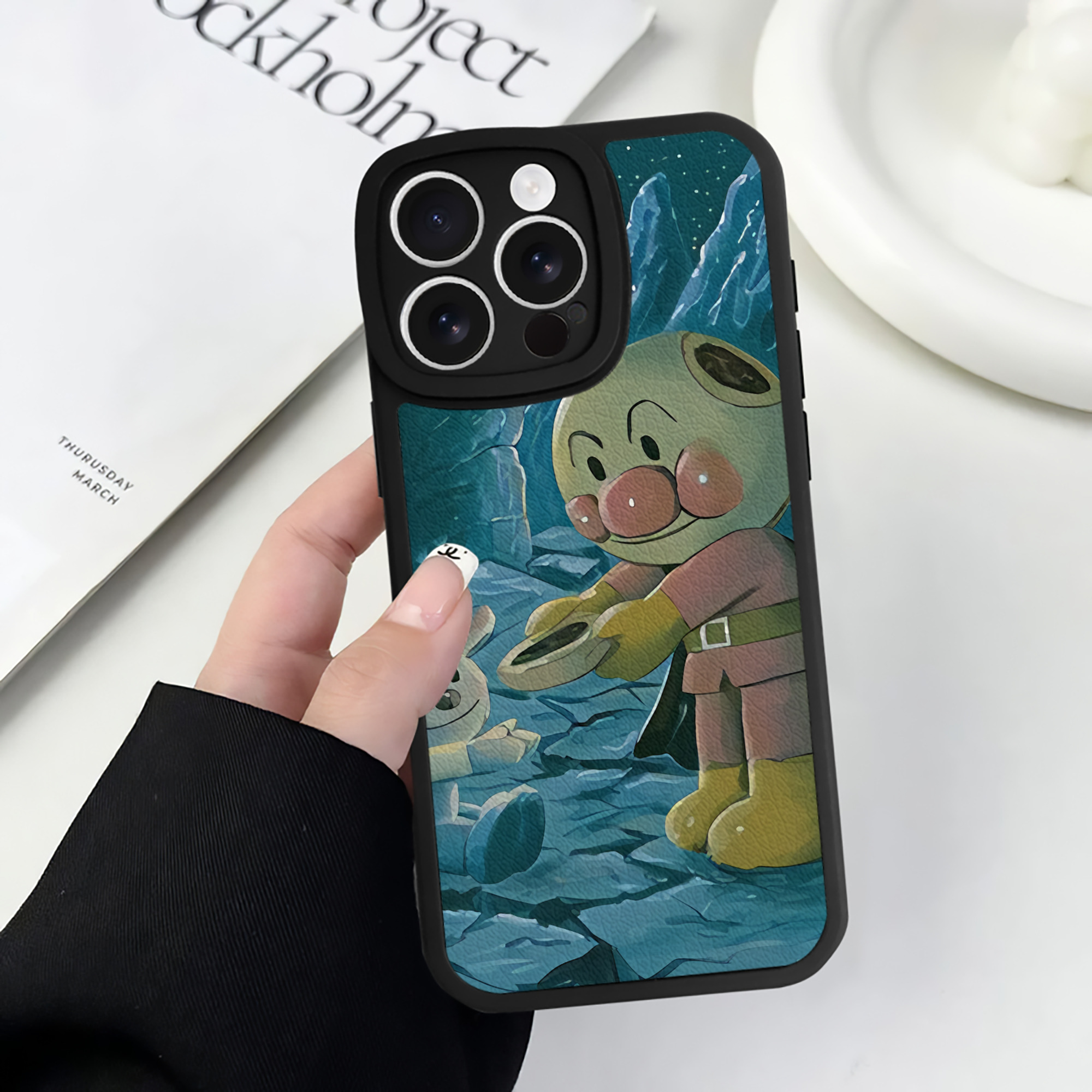 （画像用） アンパンマン Anpanman 【iPhone 16シリーズ対応】シリコンスマホケース（レザー調） 材質：シリコン